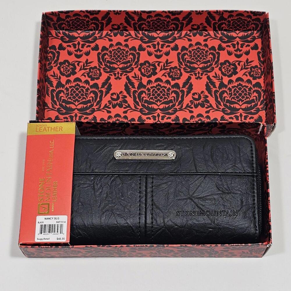 Stone Mountain Nancy Women's Wallet Black Double Zip Around - Picture 1 of 8